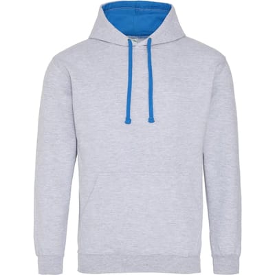 Just Hoods Varsity Hoodie JH003 - HEATHER GREY/SAPPHIRE BLUE - L