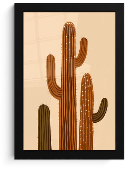Poster in lijst - Fotolijst 20x30 cm - Posters - Cactus - Woestijn - Zand - Bruin - Posterlijst zwart - Decoratie - Wanddecoratie woonkamer - Muurdecoratie slaapkamer