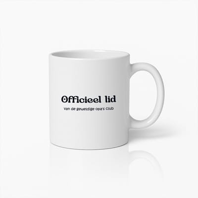 Grappige Mok Met Nederlandse Tekst "Officieel Lid van de Geweldige Opa’s Club" – Humoristische Keramische Koffiebeker