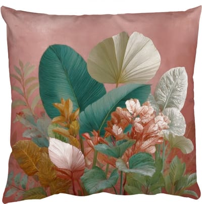 Sierkussens - Kussentjes Woonkamer - 50x50 cm - Tropische bladeren - Bloemen - Roze - groen