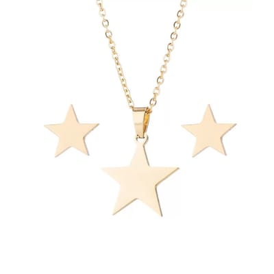 WeLoveSilver - sieradenset ketting en oorstekers - goudkleurig - ster