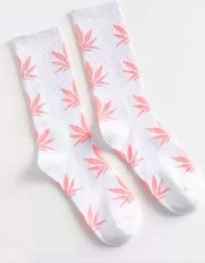 New Age Devi - Wietsokken - Cannabissokken - Wiet - Cannabis - wit-zalm - Unisex sokken - Maat 36-45