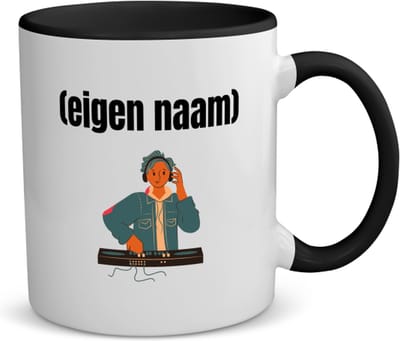 Akyol - dj jongen koffiemok - theemok - zwart - Dj - muziekliefhebbers - disc jockey - vinyl - verjaardag - cadeau - kado - 350 ML inhoud