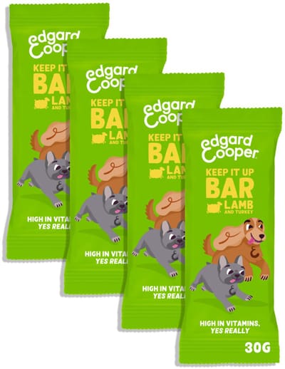 Edgard & Cooper 4x Hondensnack - Lam Keep It Up Bar (4 x 30g reep), Graanvrij, Eiwitrijk vers vlees, vol essentiële aminozuren voor gezonde binnenkant