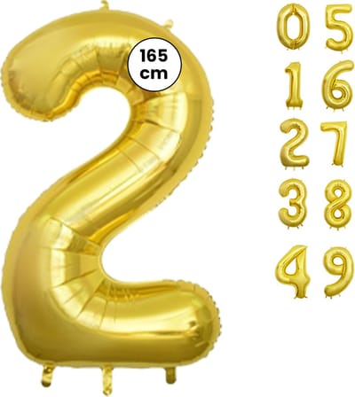 Fienosa Cijfer Ballonnen nummer 2 - Goud - 165 cm - Helium Ballon - Verjaardag ballon - Verjaardag versiering - Leeftijd verjaardag - Verjaardagsballon - Verjaardag