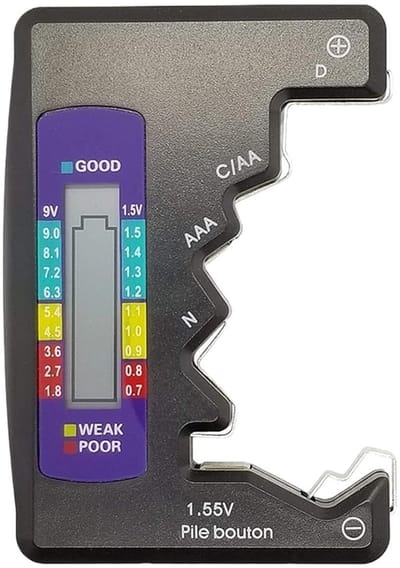 Digitale Batterijtester - Capaciteitsmeter - Batterijen Controleren - LCD Display - 92x63x14mm - Zilver Zwart