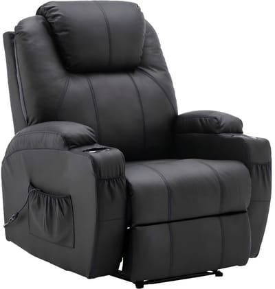 SP® Massagestoel - Elektrische Relaxstoel met Massagefunctie - Verstelbare Rugleuning - Zwart - 92cm x 92cm x 109cm