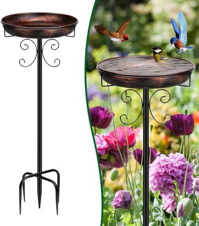 Voederdispenser voor wilde vogels met grondpen en vogelbad, ideaal voor tuin en terras, aantrekkelijk vogelvoederstation voor buitengebruik