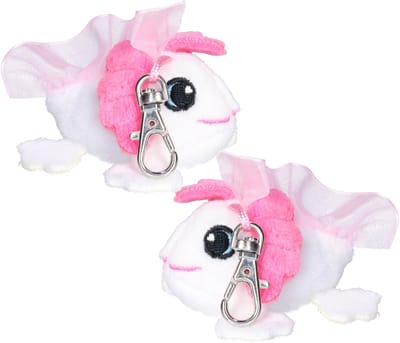 Nature Planet Knuffeldier axelotl sleutelhanger - 2x - zachte pluche stof - veel details - wit - 6 cm - Cadeau - Kinderen