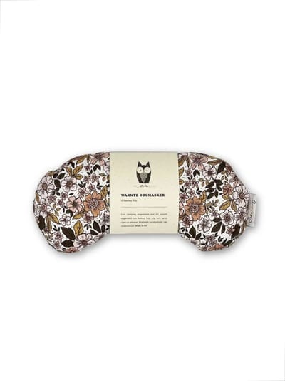 Oogmasker warmtekussen - Bruine bloemen - Duurzaam cadeau - Kersenpitten - Meditatiekussen - Oogkussen - Yoga - Meditatie - Ontspanning - Migraine
