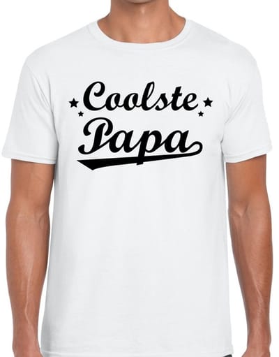 Coolste papa t-shirt wit voor heren - wit coolste papa cadeaushirt - vaderdag shirt S