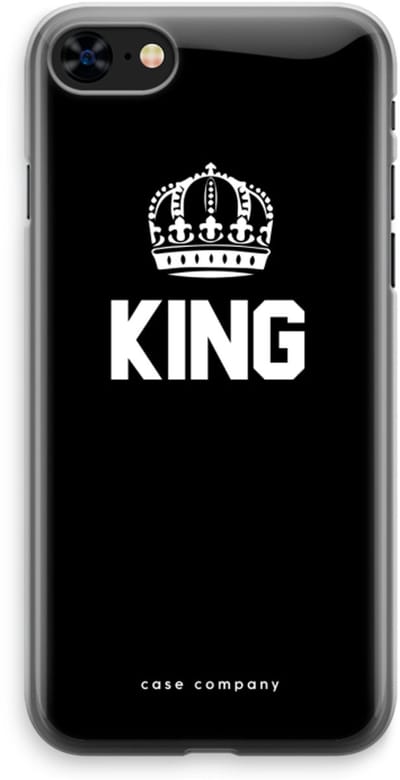 Case Company® - Hoesje geschikt voor iPhone 8 hoesje - King zwart - Soft Cover Telefoonhoesje - Bescherming aan alle Kanten en Schermrand