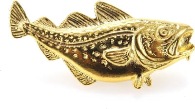 Visspeld Kabeljauw Verguld - Vissen Broche Revers Kraag Das Speld Sierspeld Hoedenspeld Bijoux Sjaal Pinn Sjaalspeld Sieraad Broches Pin Dasspeld Button