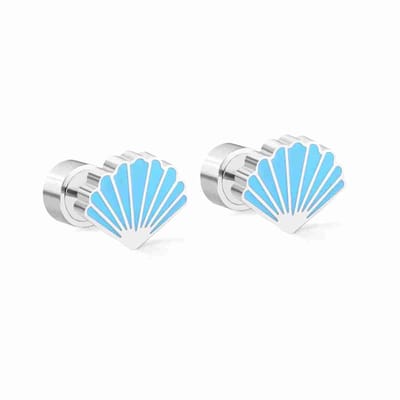 WeLoveSilver - oorstekers - zilver - blauwe schelp - chirurgisch staal