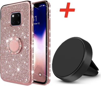 Huawei Mate 20 Pro Backcover - Roze - Magnetisch - Glitter TPU + Magneet