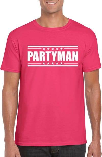 Partyman t-shirt fuscia roze heren S