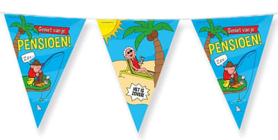 Vlaggenlijn pensioen - Vlaggetjes - Versiering - Decoratie - Feestartikelen - Volwassenen - Dames - Heren - Folie - multicolor