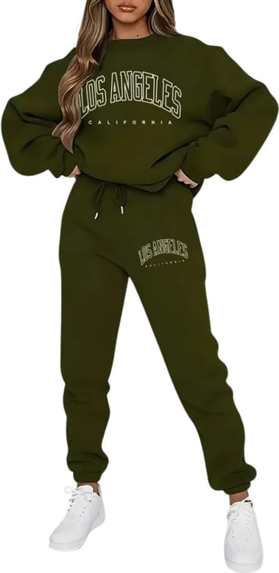 Livano Joggingpak Dames - Huispak - Trainingspak - Volwassenen - Capuchon - Jogging Pak - Joggingbroeken - Broek - Hoodie - Leger Groen - Maat S