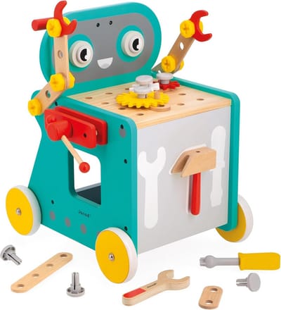 Houten Robot Loopwagen met Knutselset - Werkbank Speelgoed voor Peuters vanaf 18 maanden