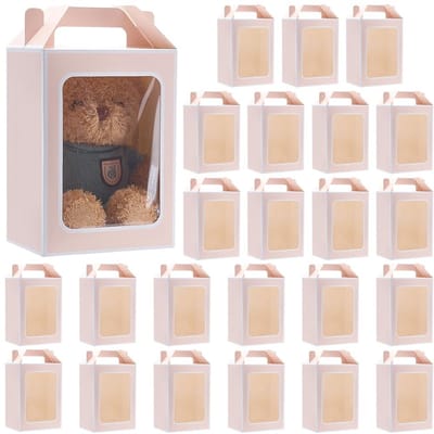 Dailygoods - 24 Stuks Kraftpapieren Cadeauzakjes met Transparant Venster - Perfect voor Feestjes