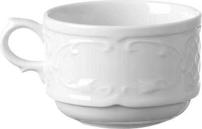 HENDI Set van 12 porseleinen koffiekopjes – versterkte randen – 0,18L – wit – vaatwasmachinebestendig