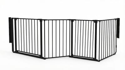 Safetots Overloop Oplossing met Twee Deuren en Meerdere Panelen voor Trappen Omhoog en Omlaag, Zwart, 246cm lang, Inclusief 2 Deurtjes