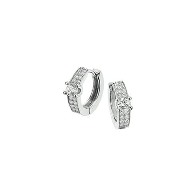 Zilver Gerhodineerd Klapoorringen Zirkonia 1322075