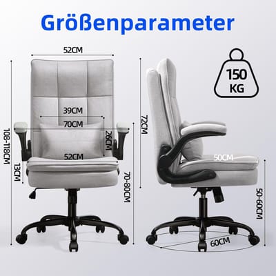 AeroMax Ergonomische Bureaustoel – Testwinnaar - Grijs - – Testwinnaar – Ademende Stof - Medahomestore