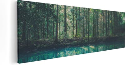 Artaza Canvas Schilderij Landschap - 60x20 cm - Muurdecoratie Bos - Wanddecoratie Natuur - Kamer Accessoires Woonkamer