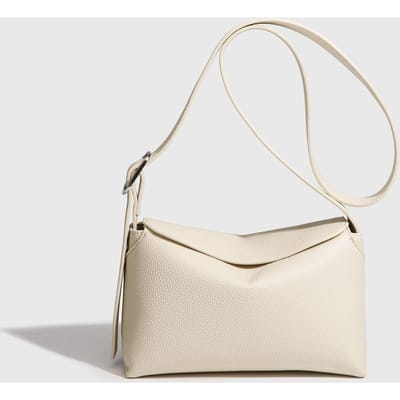 Version Cuir Souple Automne Hiver Trajet Simple Texture Petite Touche de Luxe Fraîcheur Fille Douce Sac Tendance Femme Sac Épaule Sac Axillaire beige