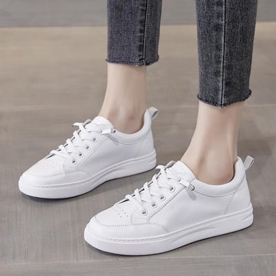 Echt Leer Kleine Witte Schoenen Damesschoenen Nieuwe Lente Hot Style Sport Board Schoenen Teenlaag Rundleer Alles-match Casual Lente en Herfst 41