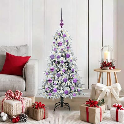 vidaXL - Kunstmatige - Hinged - Kerstboom - met - 150 - LED - Wit - 120 - cm - PE - en - PVC