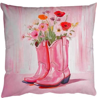 Sierkussens - Kussentjes Woonkamer - 50x50 cm - Roze - Bloemen - Cowboy