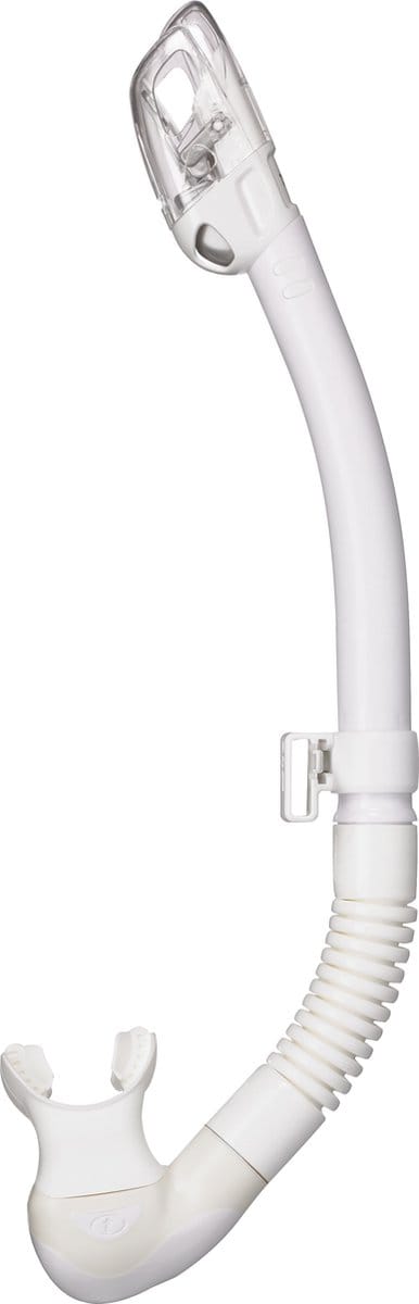 TUSA Hyperdry Elite II – Premium snorkel met droogtop systeem en hypoallergene siliconen mondstuk – Wit/Wit – SP0101QW W