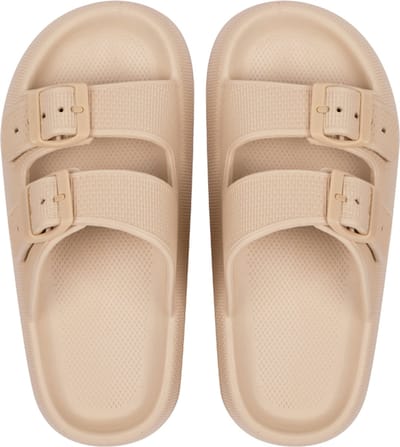 Geweo - Badslippers - Pillow Slides - EVA Slippers - Kerstmis - Kerstfeest - Christmas Gift - Unisex - Verstelbare Gesp - Verdikte - Antislip - Lichtgewicht - Khaki - Maat 35/36