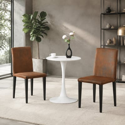 Eetkamerstoelen - Set Van 2 - PU Leer - Gestoffeerde eetkamerstoel - Eetkamerstoel - Met rugleuning - Eettafelstoel - Eetkamerstoelen - Stoel - Moderne stijl - Bruin, zwart