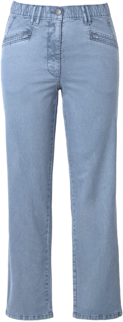Ulla Popken - Dames - Broek Mony taps toelopende pijpen ritszakken stretch - Atlantisch blauw - Maat 42