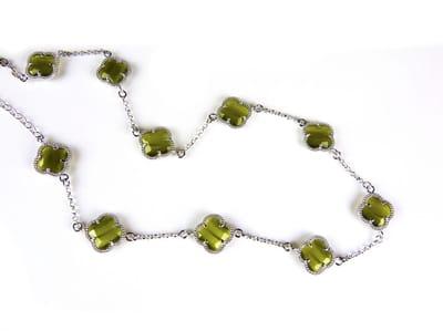 model 10 Fiori collier in zilver kaki klavers