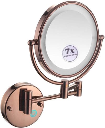 Make-up Spiegel - Vergrotende Spiegel - Snel Klaarmaken - Verstelbaar Armatuur - 20 cm - Rosé Goud