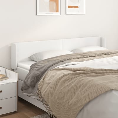 vidaXL - Hoofdbord - met - randen - 203x16x78/88 - cm - kunstleer - wit
