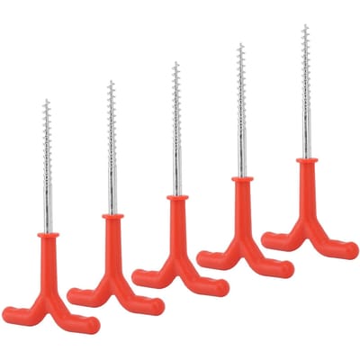 5 Pcs Piquet de Tente de Pêche sur Glace Rouge 18,5cm Long ABS Fer Fixation Rapide Tente Piquet de Glace Foret