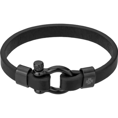 Echt leer en roestvrij stalen armband Philipp Blanc Paul