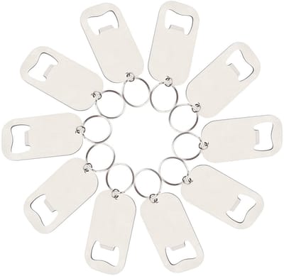 Dailygoods- Flesopener Roestvrij Staal - Sleutelhanger - Kurkentrekker - Duurzaam - Zilver - 10 Stuks - Veilig en Hoogglans Gepolijst - Bieropener