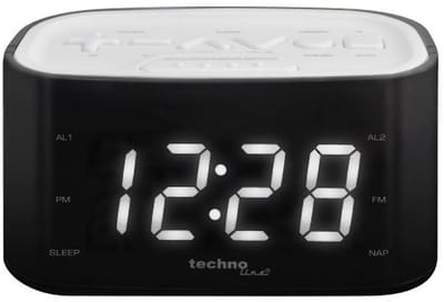 LED Alarm Clock Radio with Play Controller Design - White
