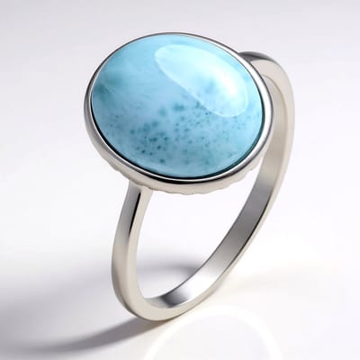 Cavill - Larimar Ring 4 94 ct Ovaal Cabochon - 925 Sterling Zilver Gerhodineerd - Dominicaanse Edelsteen - Elegante Damesring - Stijlvol & Tijdloos