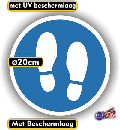 Jerma - Voetstappen - Sticker - Ø 20 cm – Looprichting - Weerbestendig - Zelfklevend - Vinyl