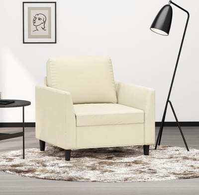vidaXL - Fauteuil - 60 - cm - kunstleer - crèmekleurig