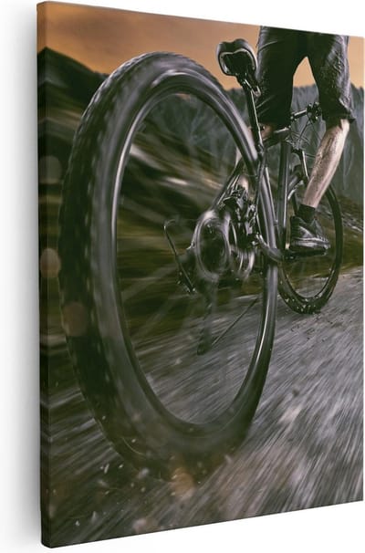 Artaza Canvas Schilderij Bergen - 40x50 cm - Wanddecoratie Fiets - Muurdecoratie Sportief - Kamer Accessoires