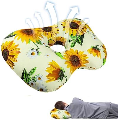 Piercing Kussen - 41*27*9cm - Oorkussen - Traagschuim - Donut Kussen Met Gat Voor Oor - Hoofdkussen Zijslaper - Ringkussen - Piercingkussen - Ringkussen voor Oorpijn - Hoofd Kussen - Zijslaper Kussen - Geel