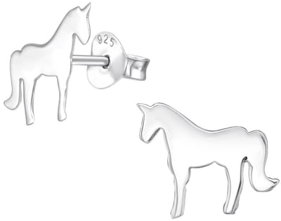 Joy|S - Zilveren paard oorbellen - 11 x 9 mm - egaal gepolijst - oorknoppen - kinderoorbellen